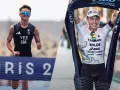 Dwóch zawodników triathlonu, Alex Yee i Hayden Wilde, po pokonaniu trudnego dystansu.