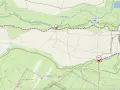 Mapa Pustyni Błędowskiej z zaznaczoną trasą rowerową Velo Przemsza. Start i meta oznaczone, punkty kontrolne 1-4.