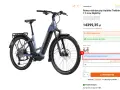 Błękitny rower elektryczny Haibike Trekking 7.5 Low. Wybierz rozmiar ramy dopasowany do wzrostu, np. 18 cali.