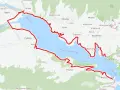 Trasa velo Dunajec wokół Jeziora Czorsztyńskiego, prowadząca przez malownicze tereny z widokiem na Dunajec.