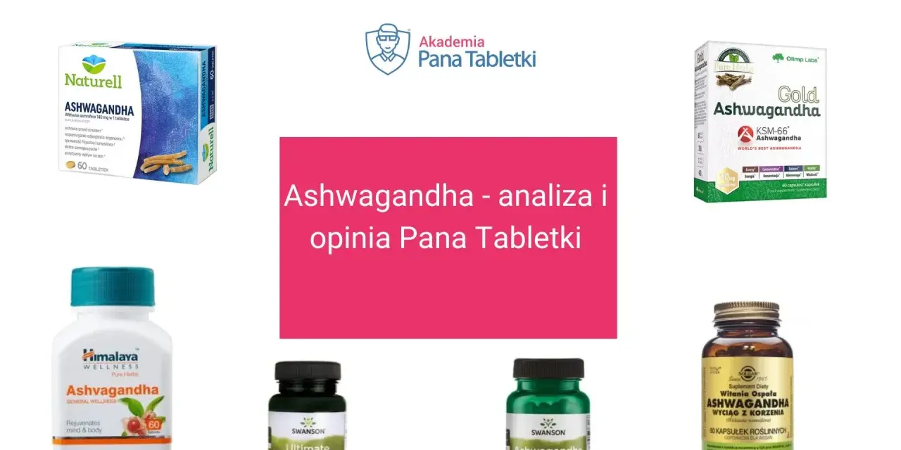Różne suplementy z ashwagandhą, w tym Swanson. Analiza i opinia Pana Tabletki.