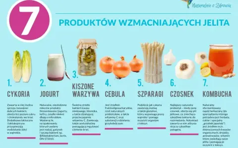 Cykoria, jogurt, kiszone warzywa, cebula, szparagi, czosnek i kombucha – produkty wzmacniające jelita. Czosnek to najlepszy probiotyk na jelita.