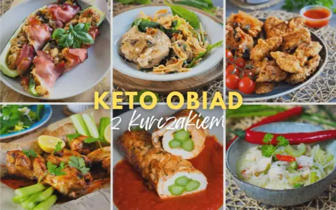 Keto obiad z kurczakiem: faszerowana cukinia, skrzydełka, rolada z szparagami i zupa. Pyszne i zdrowe dania.