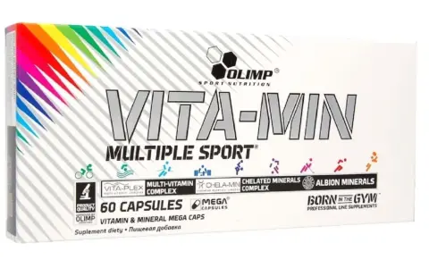 Olimp Vita-Min Multiple Sport - najlepsze witaminy dla mężczyzn. Opakowanie 60 kapsułek z kompleksem witamin i minerałów.
