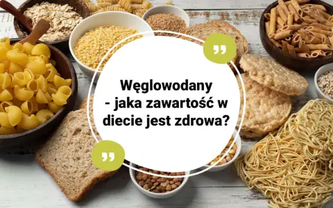 Różnorodne produkty, które mają dużo węglowodanów: makaron, płatki owsiane, ryż, pieczywo, kasza.
