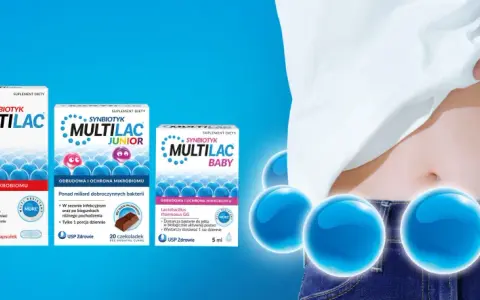 Synbiotyki MULTILAC dla całej rodziny: 60+, Junior, Baby. Wsparcie dla mikrobiomu jelitowego.