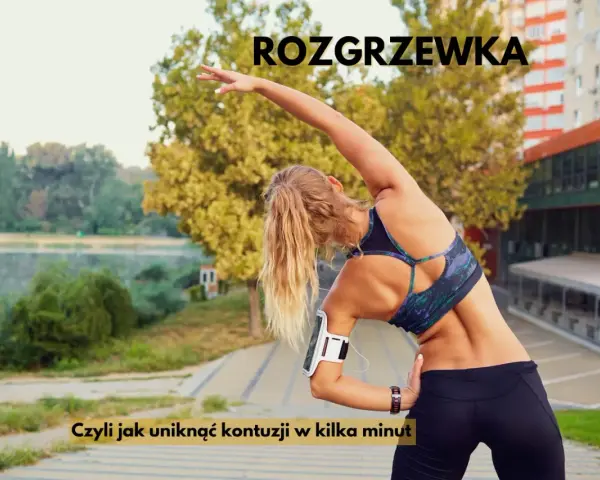 Kobieta wykonuje rozgrzewkę przed bieganiem, rozciągając bok. To klucz do uniknięcia kontuzji w kilka minut.