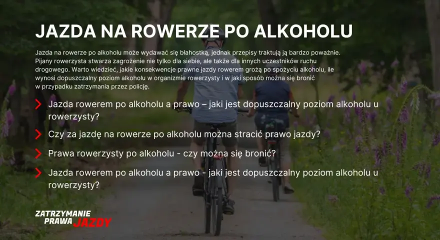 Dwaj mężczyźni jadą na rowerach po ścieżce. Temat: jazda rowerem po alkoholu i jej konsekwencje.