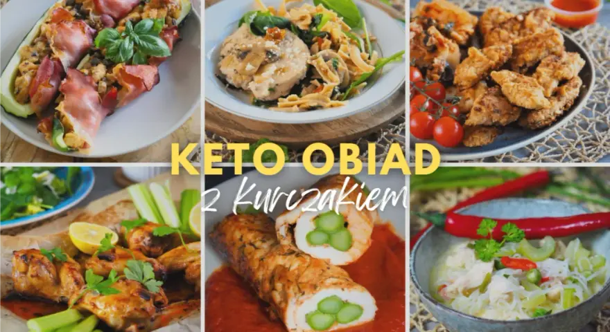 Keto obiad z kurczakiem: faszerowana cukinia, skrzydełka, rolada z szparagami i zupa. Pyszne i zdrowe dania.