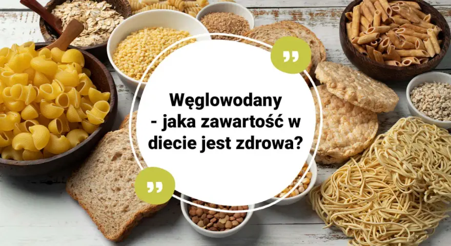 Różnorodne produkty, które mają dużo węglowodanów: makaron, płatki owsiane, ryż, pieczywo, kasza.