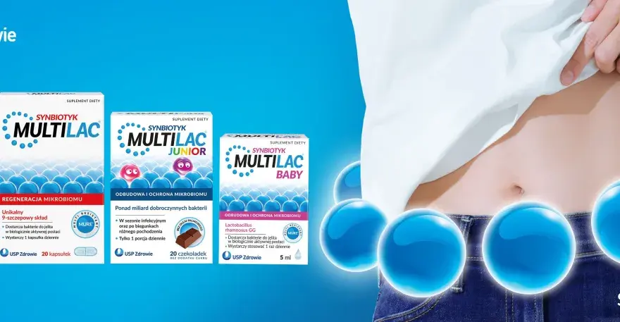 Synbiotyki MULTILAC dla całej rodziny: 60+, Junior, Baby. Wsparcie dla mikrobiomu jelitowego.