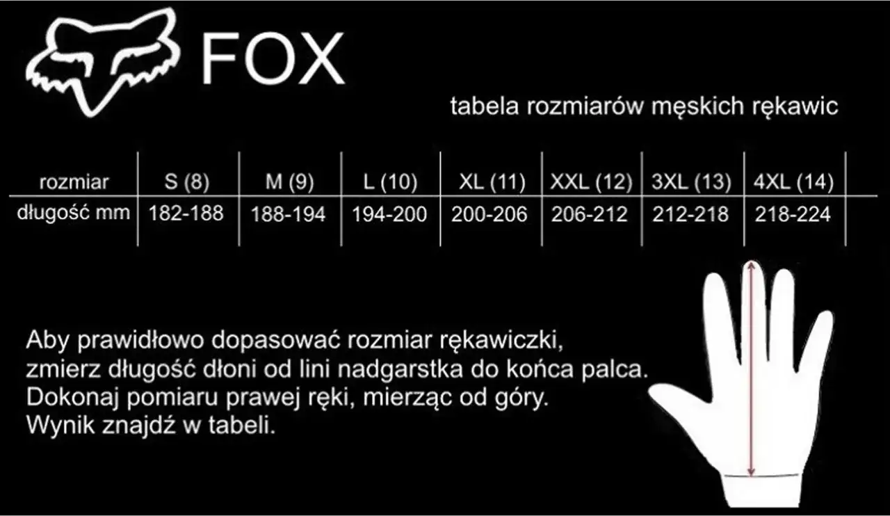Tabela rozmiarów rękawiczek rowerowych i mierzenie dłoni