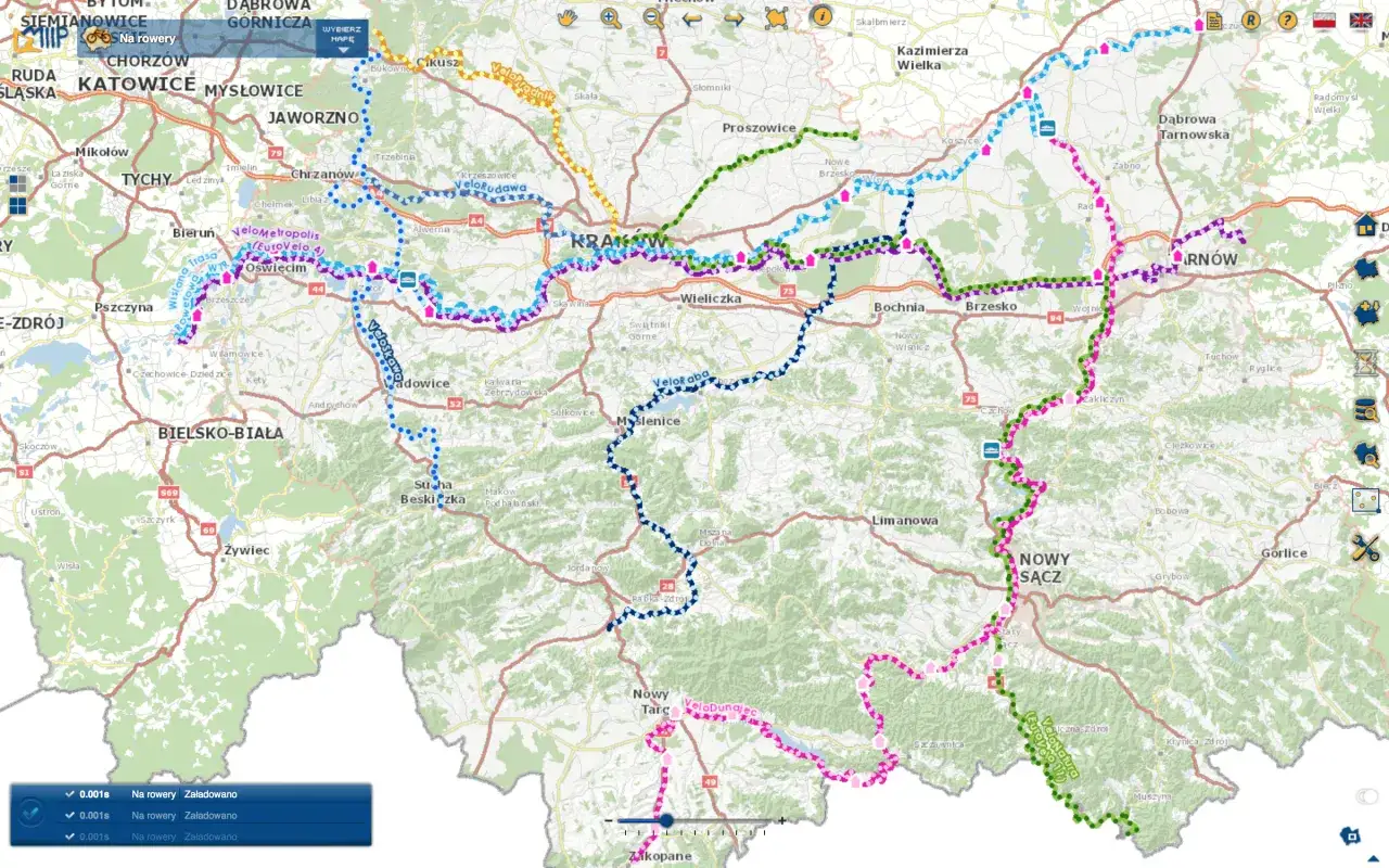 Mapa sieci VeloMałopolska