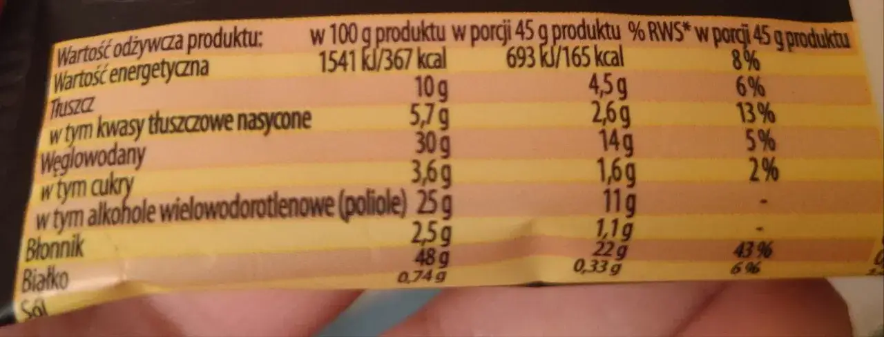 etykieta batona proteinowego