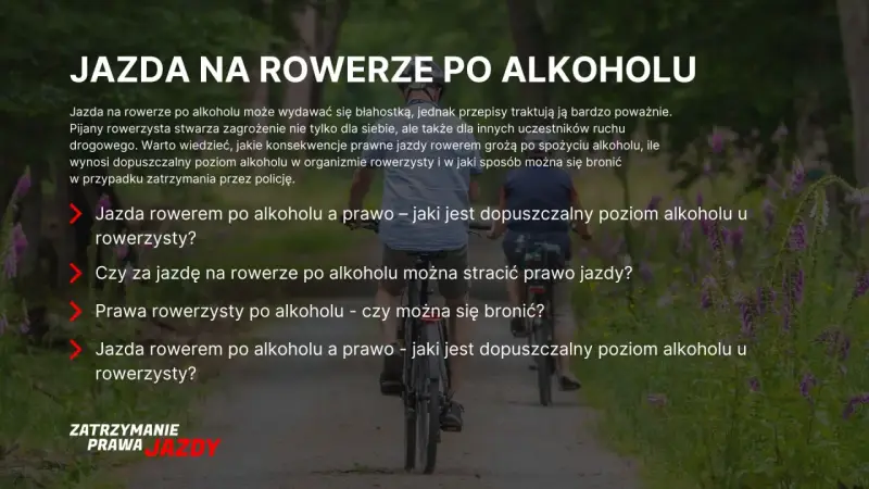 Dwaj mężczyźni jadą na rowerach po ścieżce. Temat: jazda rowerem po alkoholu i jej konsekwencje.